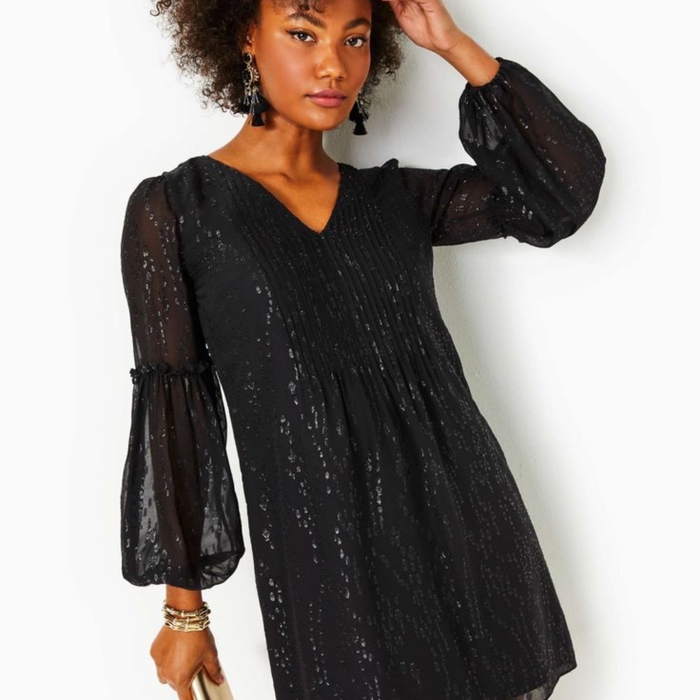 Lilly Pulitzer Cleme Silk Dress Onyx Chiffon Size 6